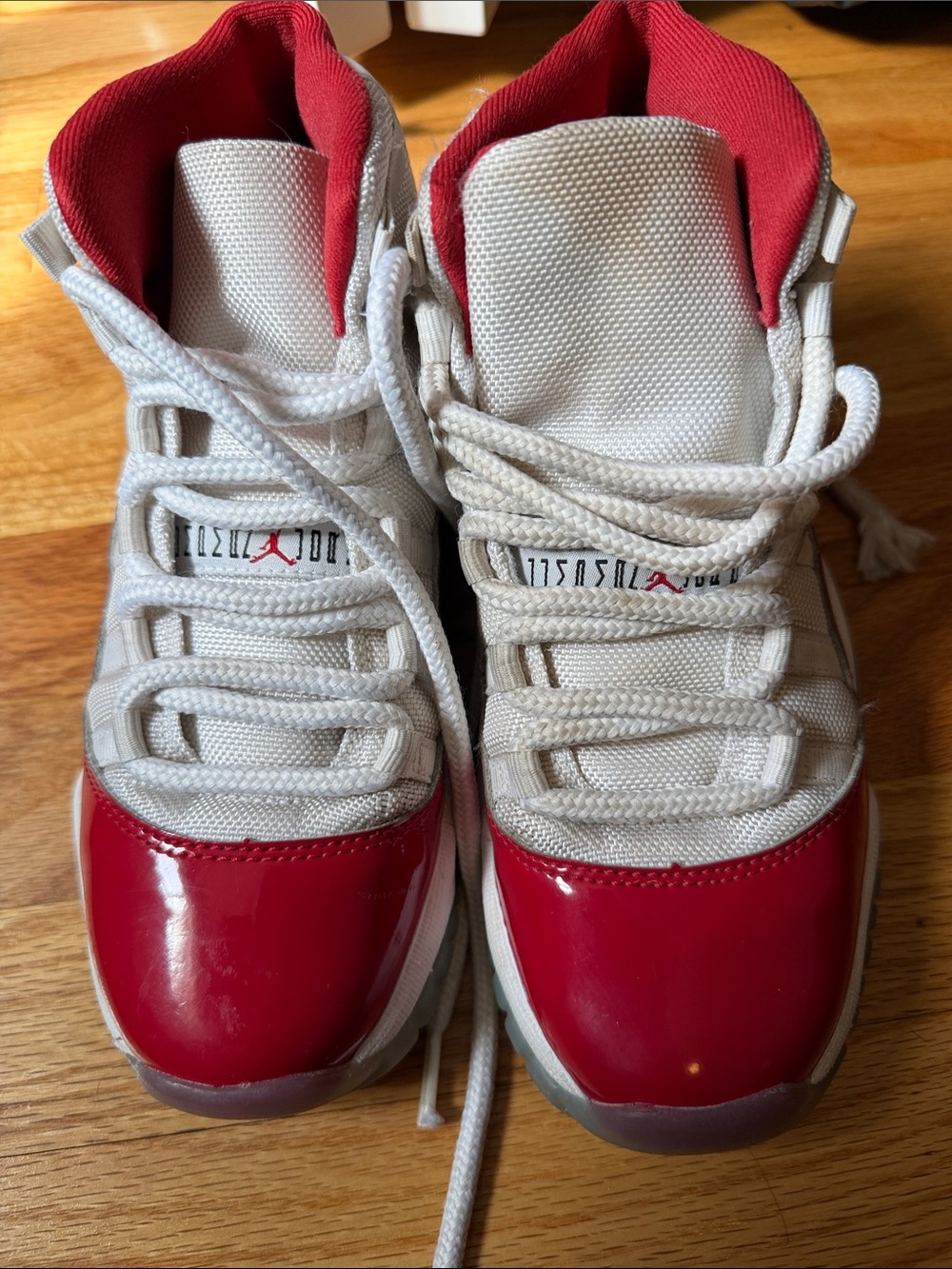 Jordan Kids White and Red High-Top Sneakers